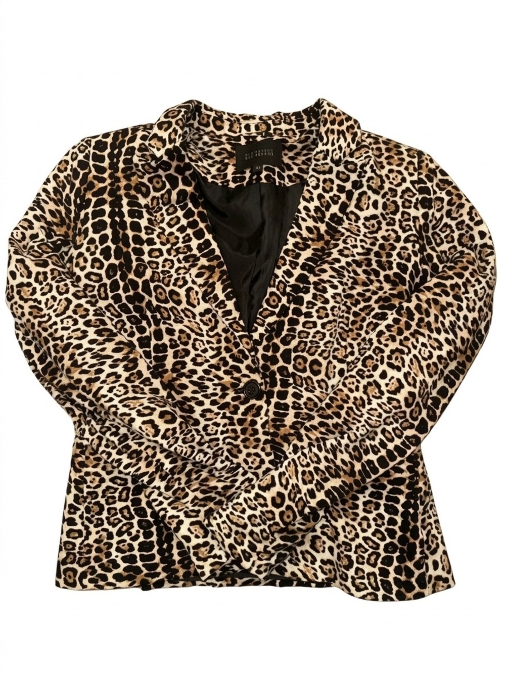 Blu Pepper Leopard Print Single-Button Blazer in Brown/Black